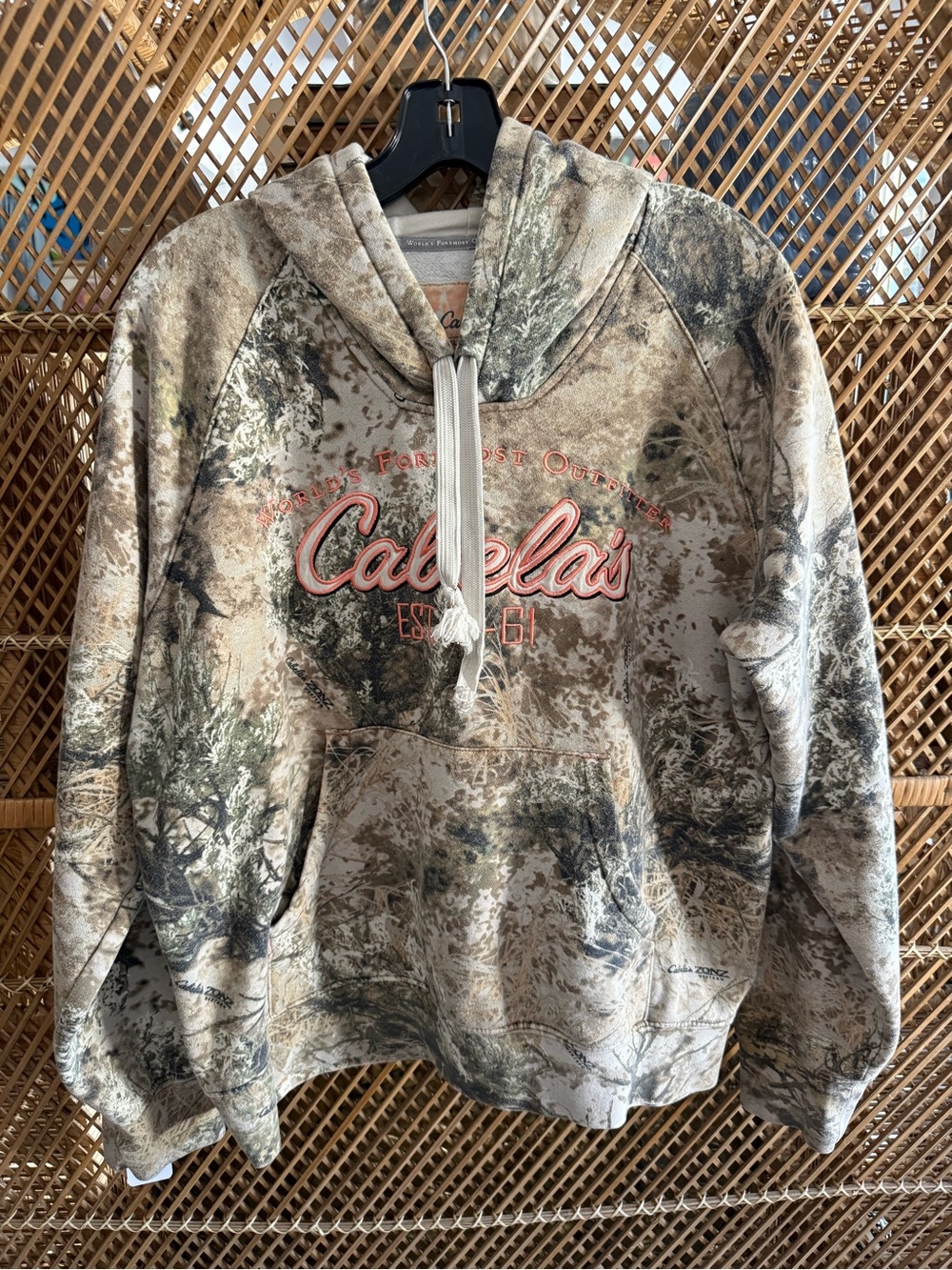 Cabela's Realtree Camo Hoodie with Orange Logo Accent